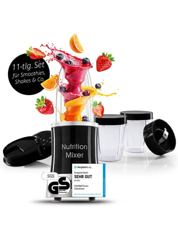 Gourmet Maxx Nutrition Mixer Deluxe 10-tlg. 1000W Edelstahl/schwarz  Schwarz