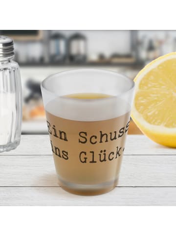 Mr. & Mrs. Panda Pinnchen Spruch Schnapsglas Glück mit Spruch in Transparent