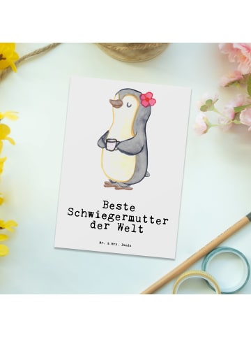 Mr. & Mrs. Panda Ansichtskarte Pinguin Beste Schwiegermutter der... in Weiß