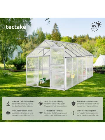 tectake Pflanzenhaus Aluminium UV-beständig, Schiebetür, Dachfenster, groß