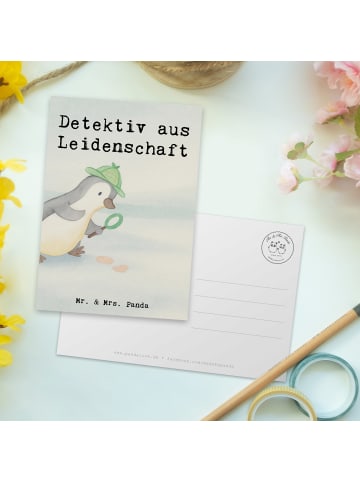 Mr. & Mrs. Panda Postkarte Detektiv Leidenschaft Design mit Spruch in Weiß
