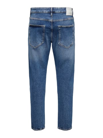 Only&Sons Regular Fit Denim Jeans Hose 5-Pocket Style Verkürzt in Blau