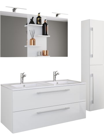 VCM  4-tlg. Doppel Waschplatz Zwei Waschtisch Budasi SP in Weiß