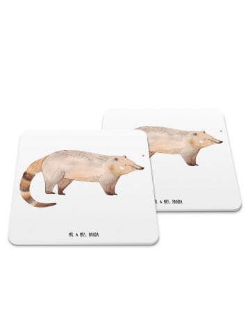 Mr. & Mrs. Panda Bierdeckel Nasenbär ohne Spruch in Weiß