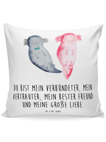 Mr. & Mrs. Panda Dekokissen Axolotl Freundin mit Spruch in Weiß