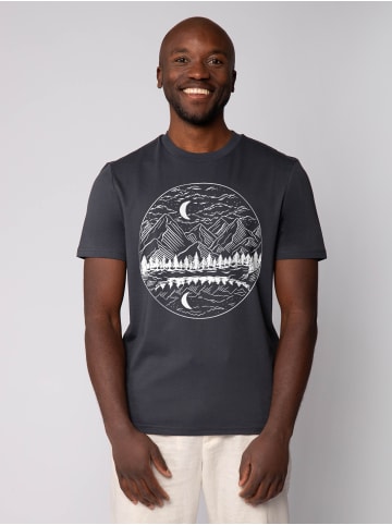 wat? Apparel T-Shirt Mountains by night in India Ink Grey