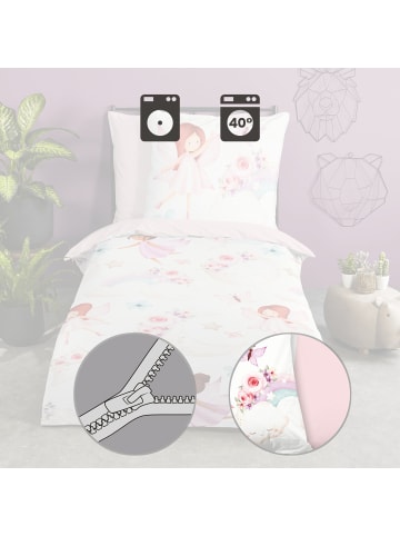 Good Morning Renforcé Kinder-Wendebettwäsche in hellrosa