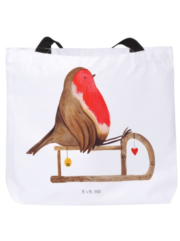 Mr. & Mrs. Panda Tote Bag Rotkehlchen Schlitten ohne Spruch in Weiß