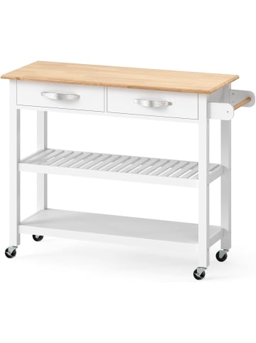 COSTWAY Küchenwagen Holz in Weiß