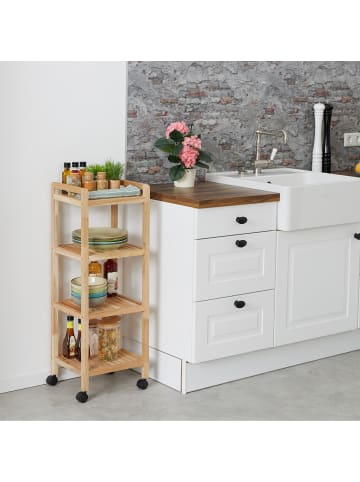 relaxdays Badregal in Natur - (B)35 x (H)97 x (T)31 cm