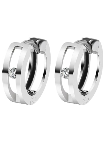 Adeliás Damen Ohrringe – Klappcreole aus 925 Silber mit Zirkonia in silber