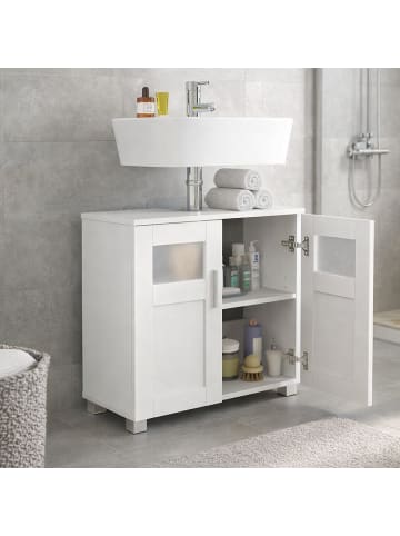 VCM  Holz Badschrank Badunterschrank Waschbecken Nilari in Weiß