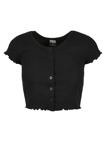 Urban Classics Urban Classics Damen Ladies Cropped Button Up Rib Tee in black