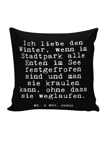 Mr. & Mrs. Panda Kissen Ich liebe den Winter,... mit Spruch in Schwarz