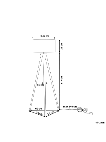 Beliani Stehleuchte NITRA in Grau/Braun - (W) 45 x (H) 142 x (L) 45 cm