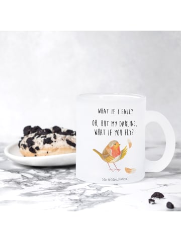 Mr. & Mrs. Panda Glas Rotkehlchen Federn mit Spruch in Transparent