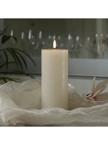 Uyuni Uyuni LED Kerze PIA Rustik-Optik Echtwachs Timer H: 20cm in creme