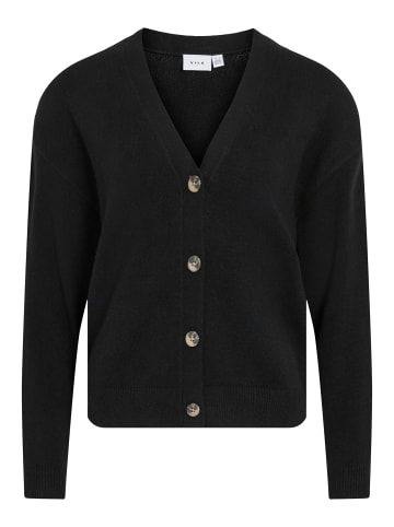 Vila Stylischer Strick-Cardigan mit Knopfleiste und V-Ausschnitt in Schwarz