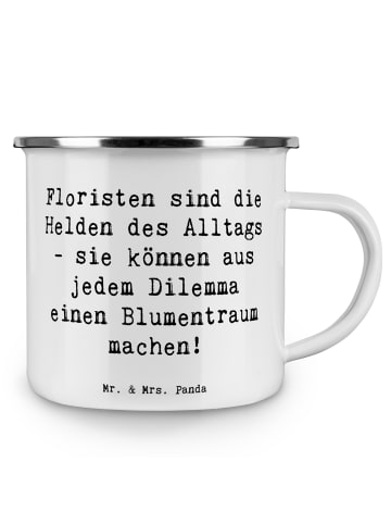 Mr. & Mrs. Panda Becher Spruch Floristin Heldin mit Spruch in Weiß