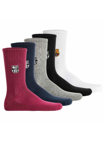 FC Barcelona Socken 5er Pack in Weiß/Schwarz/Grau/Blau/Fuchsia