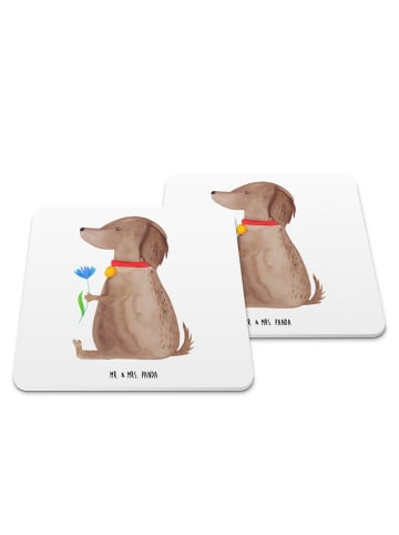 Mr. & Mrs. Panda Untersetzer Hund Blume ohne Spruch in Weiß