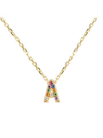 Luxenter Halskette aus 925er Sterlingsilber mit  Zirkonia-Steinen 18K Gelbgold-Finish