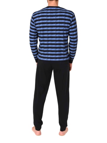 NORMANN Langarm Schlafanzug Pyjama Streifen in marine