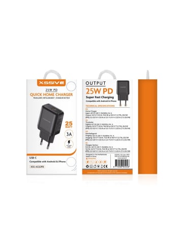 COFI 1453 25W PD Fast Charge Typ-C Schnell-Ladegerät Netzladegerät in Schwarz