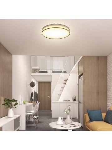 ZMH Deckenleuchte LED in Weiß Rund Modern Stoff 3000K 12W Warmweiß Ø30CM