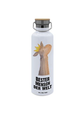 Mr. & Mrs. Panda Trinkflasche Lama Bester Mensch der Welt mit Sp... in Weiß