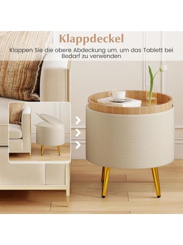 COSTWAY 2er Set Ottomane mit Stauraum in Beige