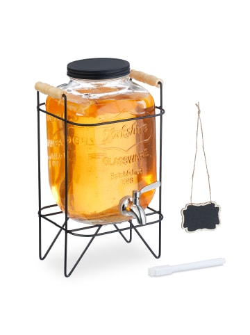 relaxdays Getränkespender in Transparent - 5 L