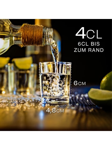 Praknu 12 Schnapsgläser Eckig aus Glas 6cl - Spülmaschinenfest - Standfest