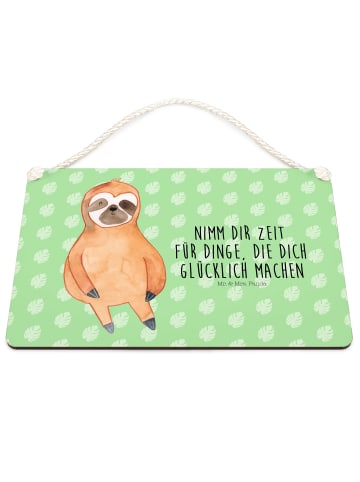 Mr. & Mrs. Panda Schild Faultier Zufrieden mit Spruch in Tropengrün