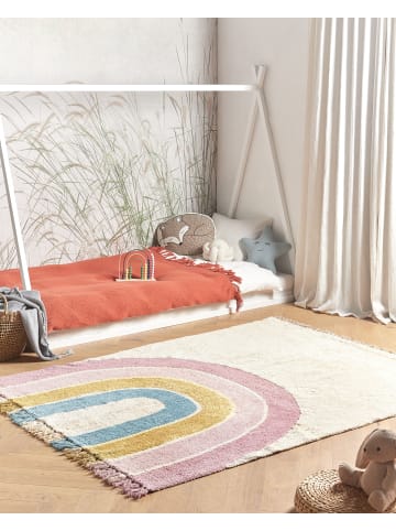 Beliani Kurzflor TATARLI in Beige/Bunt - (W) 140 x (L) 200 cm