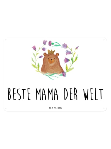 Mr. & Mrs. Panda Blechschild Bär Königin mit Spruch in Weiß