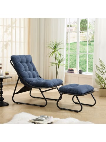 ABRIHOME Loungesessel in Blau mit Ottomane Sitzkissen für Wohnzimmer