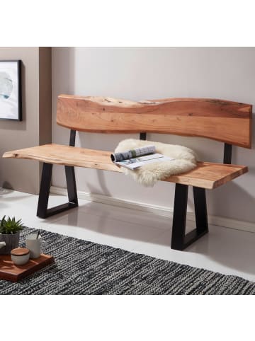 KADIMA DESIGN Sitzbank mit Lehne | Akazie, 160x83,5cm, Baumkante, 3-Sitzer