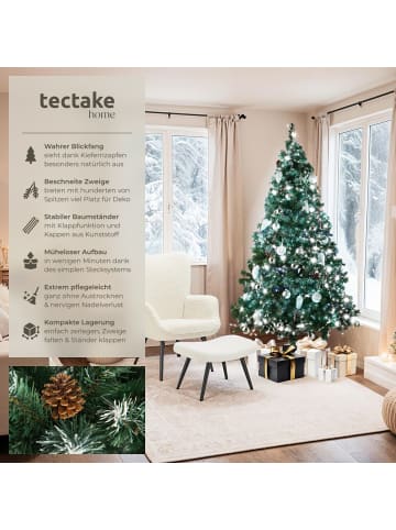 tectake Christbaum künstlich Tannenbaum 180 cm Kiefernzapfen Grün