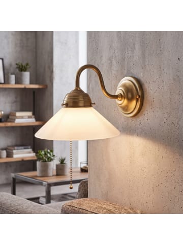 Licht-Erlebnisse Wandlampe (B)20 cm in Berliner Messing Weiß