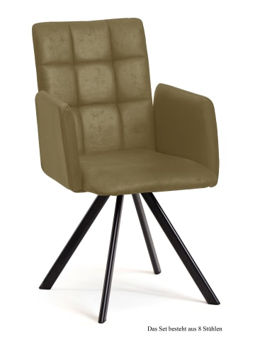 58 aufm Kessel ARMLEHNSTUHL (8er-Set) Dayle 52x91x60 Schwarz/Olivgrün