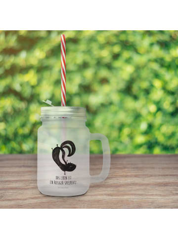 Mr. & Mrs. Panda Blümchentailglas Stinktier Handstand mit Spruch in Transparent
