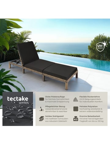 tectake Polyrattan Liegestuhl UV-beständig, 6-fach verstellbare Rückenlehne