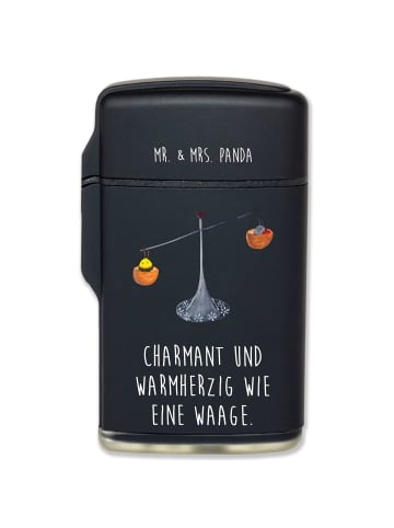 Mr. & Mrs. Panda Sturmfeuerzeug Sternzeichen Waage mit Spruch in Schwarz