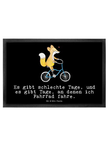 Mr. & Mrs. Panda Schmutzmatte Fuchs Fahrrad fahren mit Spruch in Schwarz