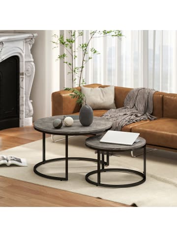 HOMCOM Couchtisch Set in Dunkelgrau 78,5L x 78,5B x 46,5H cm