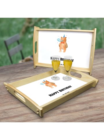 Mr. & Mrs. Panda Dekotablett Holz Bär Geburtstag mit Spruch in Weiß