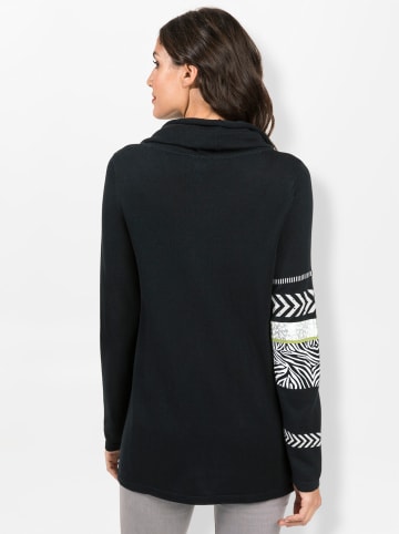 creation L Rollkragenpullover in schwarz-weiß-gemustert
