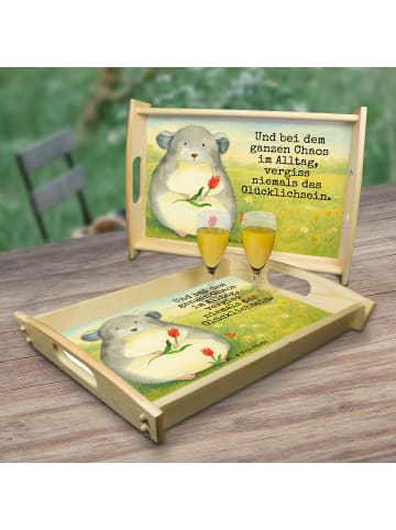 Mr. & Mrs. Panda Servier Tablett Chinchilla Blume Design mit Spruch in Weiß