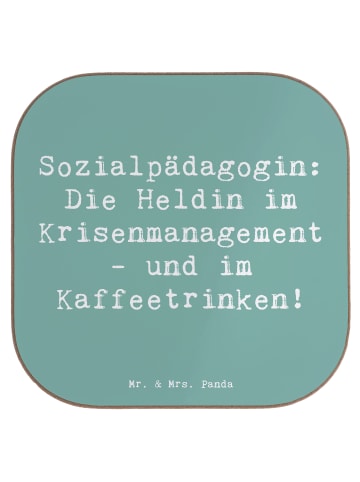 Mr. & Mrs. Panda Bierdeckel Spruch Sozialpädagogin mit Spruch in Meeresbrise